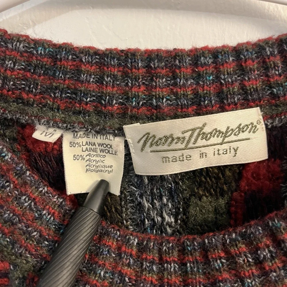 Norm Thompson Sweater Coogi Style Textured Cosby‎ Italy MED Laine Wool VTG